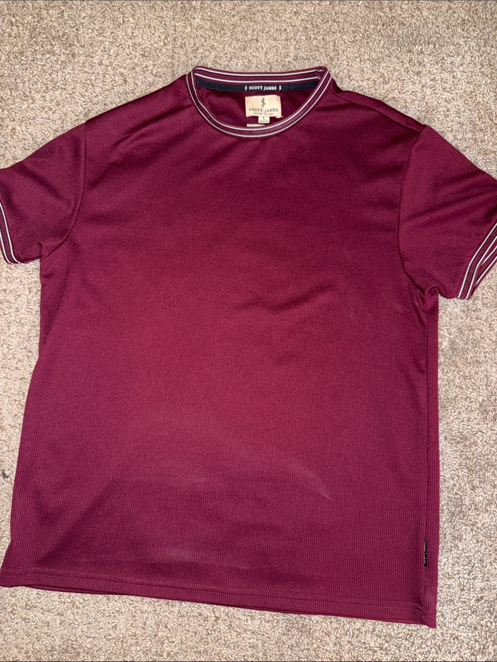 Scott James Men's Burgundy Short-Sleeve Crew Neck Tee